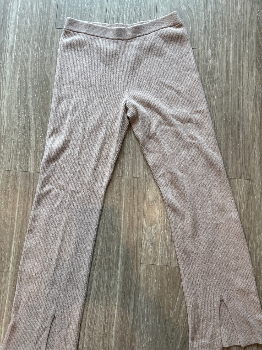 Barefoot Dreams Kids Ribbed Knit Pants in Light Taupe